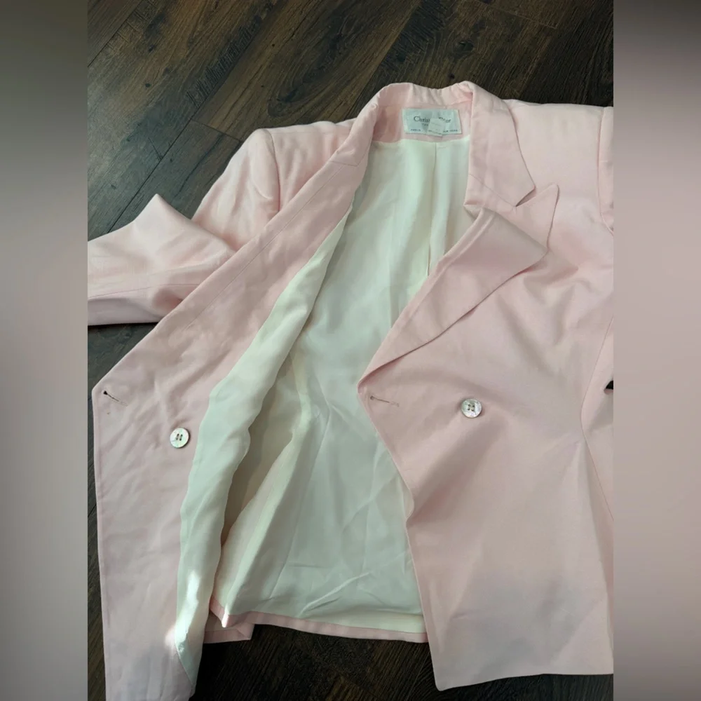 Vintage Christian Dior Peplum Blazer Light Pink Size 12
